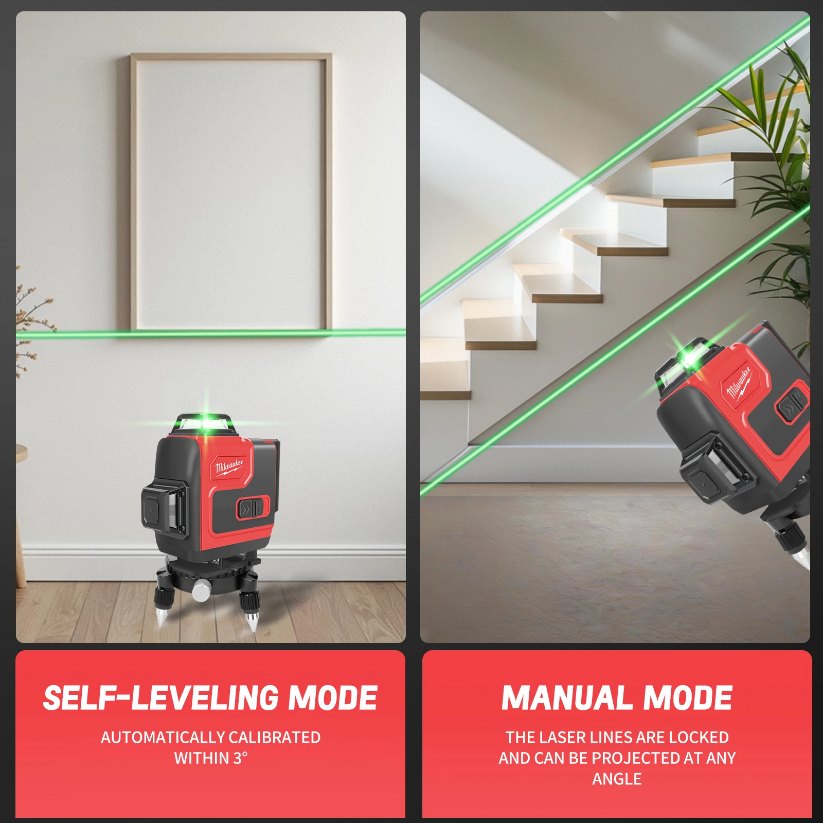 

Milwaukee Laser Level 360 tools Green 16 Lines 4D Self Leveling 360 Horizontal And Vertical Super Powerful Beam construction