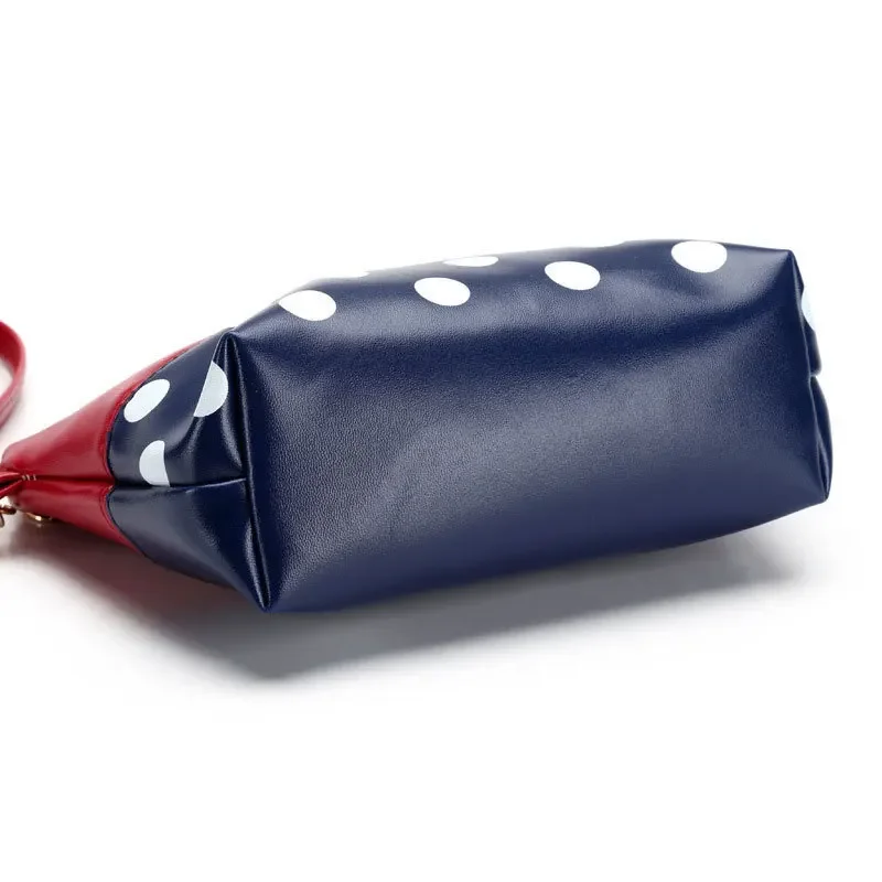 Women's bow polka dot PU makeup bag Clutch bag