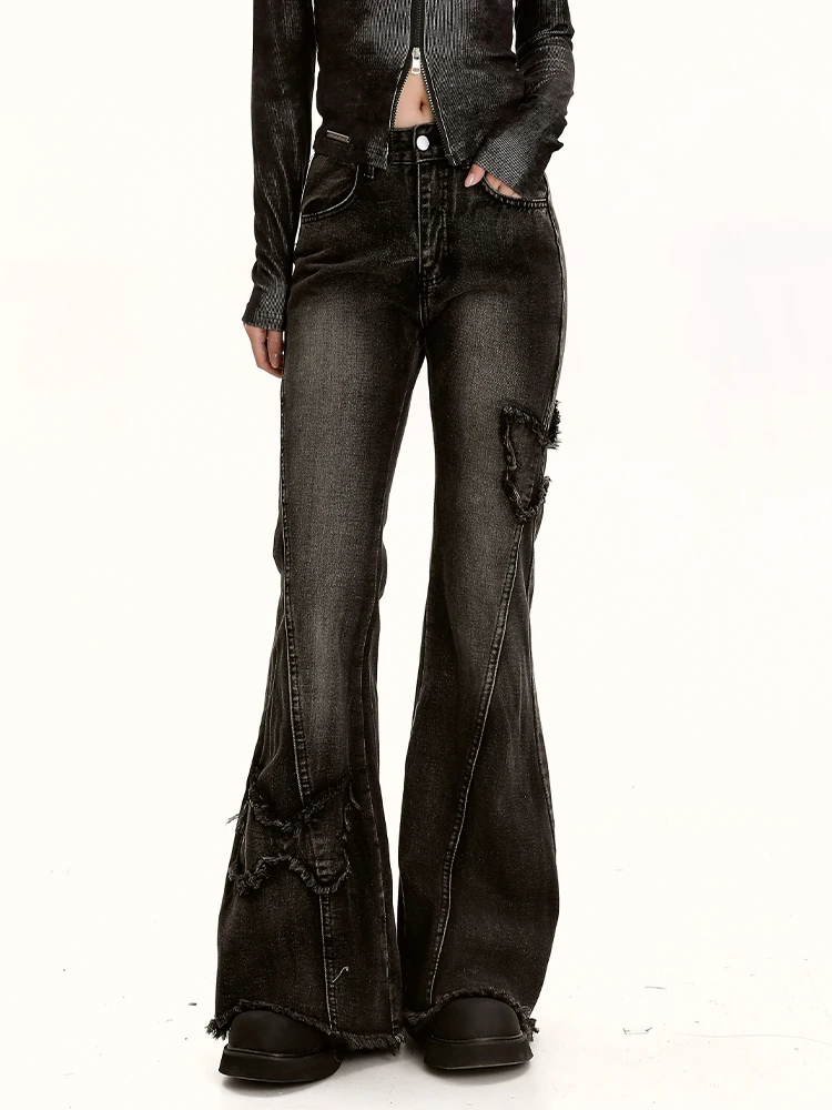High Waist Bell Bottom Jeans Women's Casual Blue Long Pants Spring Autumn Wear Resistant Micro Flared Design Sensation