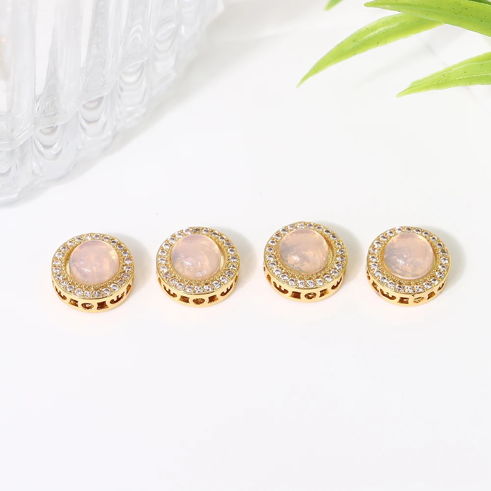 1PCS Pink/Blue DIY Necklace with 18K Micro Inlaid Synthetic Zircon Opal Bracelet, Bead Ring, Versatile Accessories, Bead Accesso