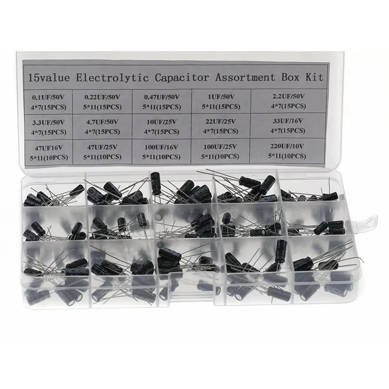 3000 pieces of 15 specifications (0.1uF -1000uF) direct insertion capacitors mixed electrolytic capacitor combination set