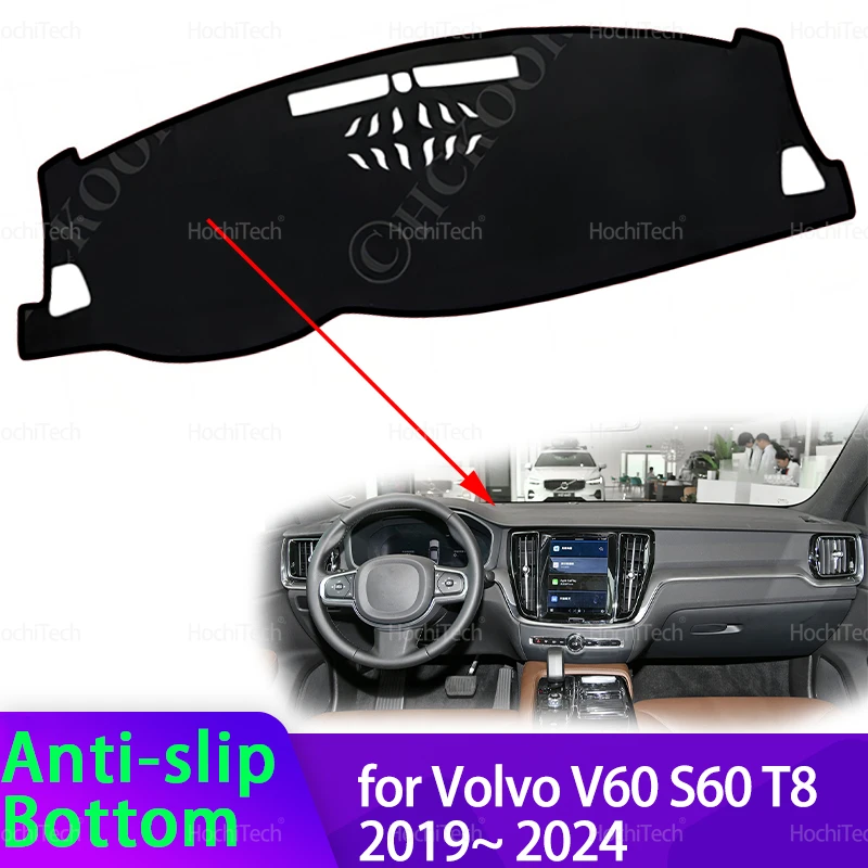 

Car Dashboard Cover Dash Board Mat Carpet For Volvo V60 S60 T8 2019~ 2024 Sunshade Protect Cushion Non-slip Accessories