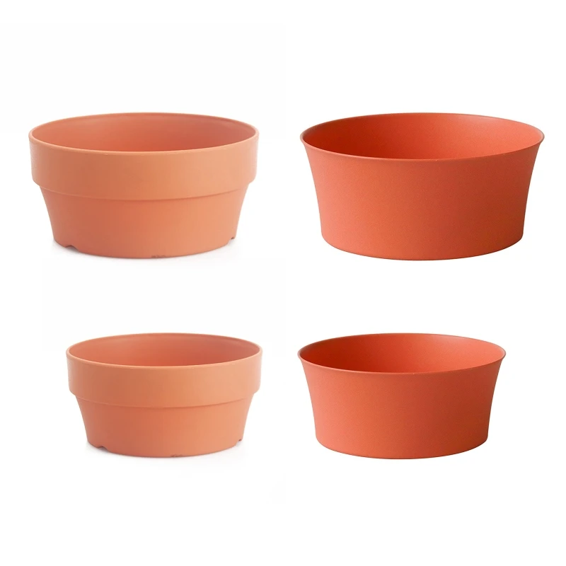 F92B Imitation Terracotta Pot/Tray for Plants Round Plant Pot/Tray with Drainage Hole