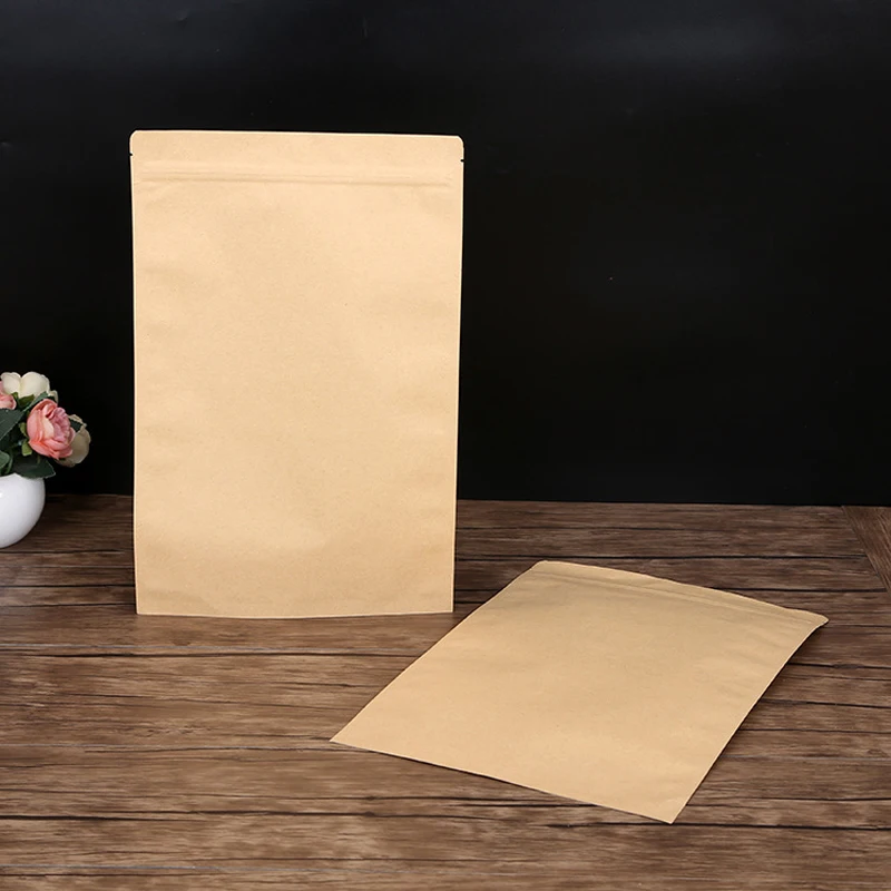 Kraftpapier mit flachem Boden, Aluminiumfolie im Inneren, Reißverschluss, Heißsiegel-Verpackungsbeutel, Lebensmittel, Kaffeebohnen, Snacks, Geschenkverpackungsbeutel – Detail 8