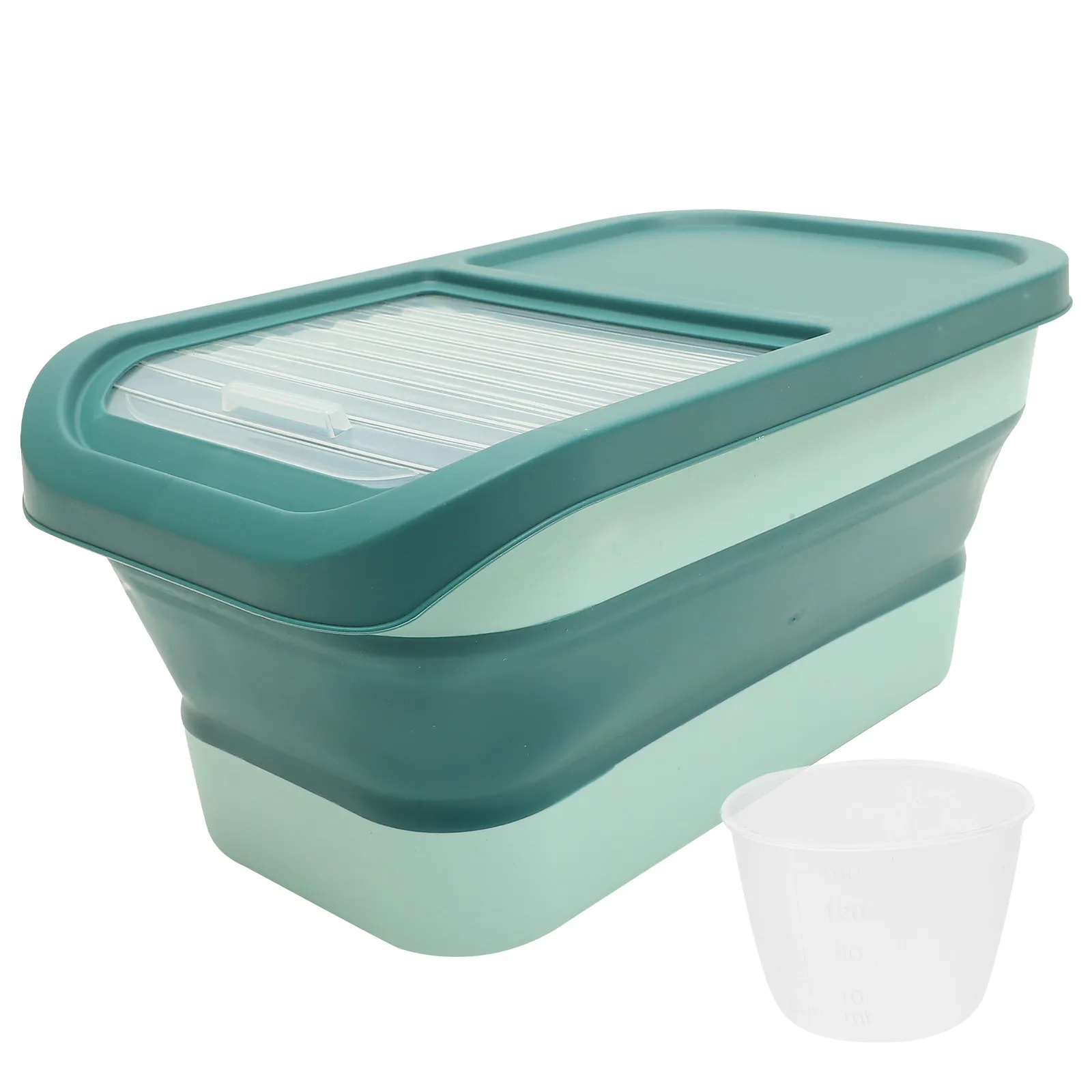 

Plastic Rice Container Foldable Design Sliding Lid Type Grain Box Multi-Functional Pet Food Storage Modern Home