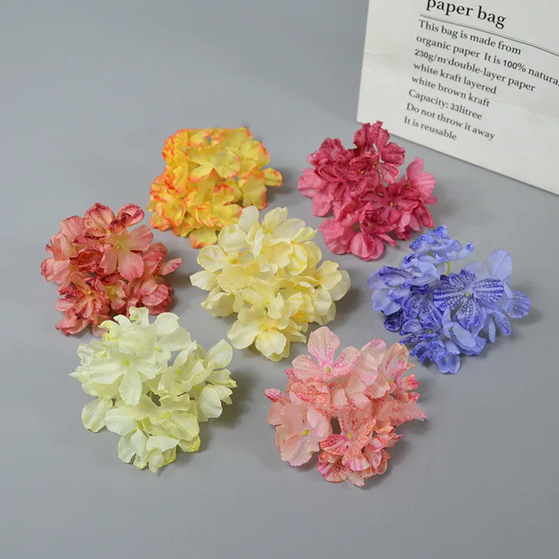 

12color 10CM Artificial Simulation Fake Silk Hydrangea Flower Heads For Wedding Wall Bouquet DIY Hat Headware Garden Decorative