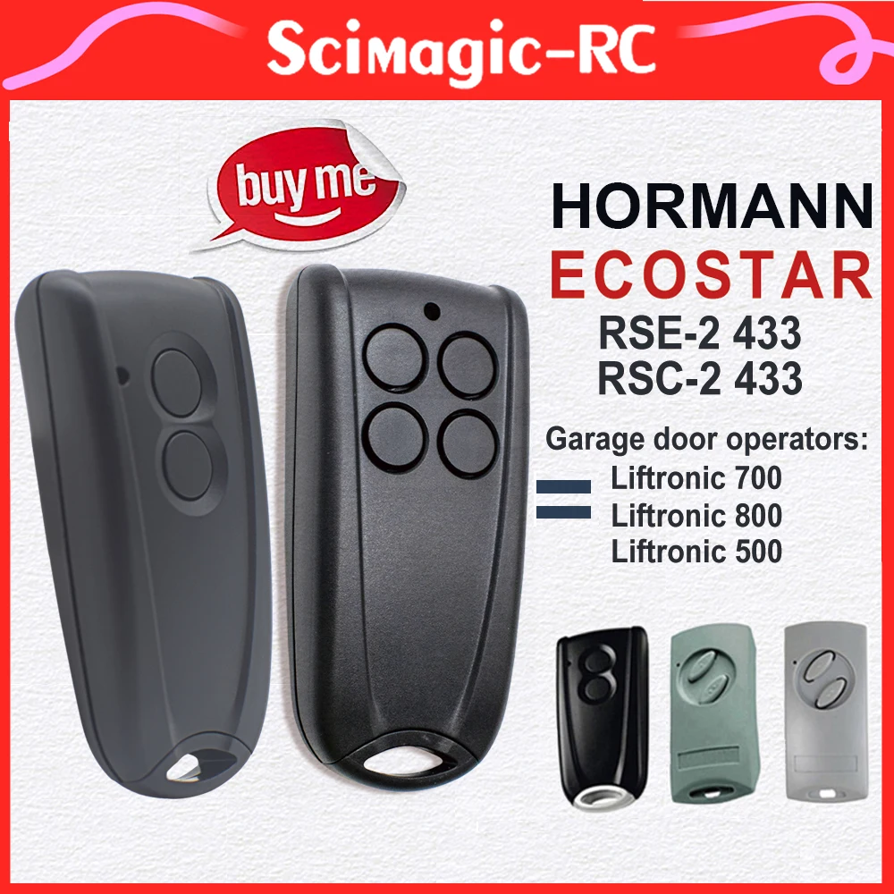 for HORMANN ProLift, Compatible ECOSTAR RSC2 RSE2 Garage Remote Control 433,92Mhz Transmitter Rolling Code Gate Door Opener