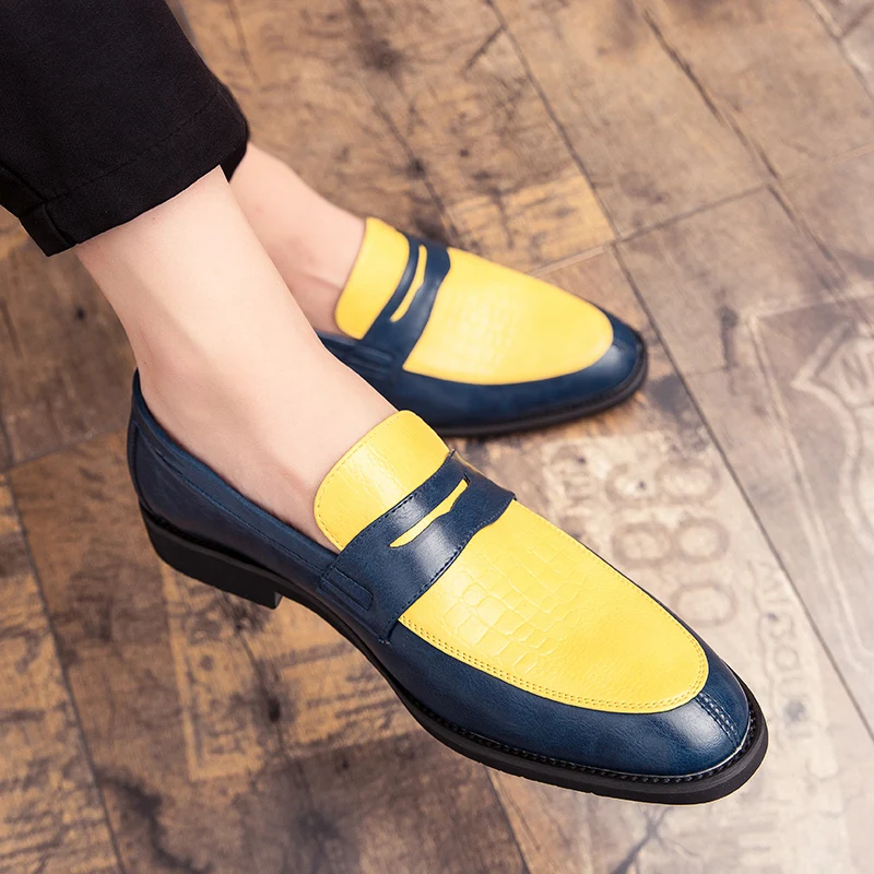 

New British Loafers with Color Matching Open Mouth Smile Retro Plus Size Business Casual Fashion One Foot Lazy Shoes