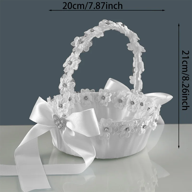 Beautiful Wedding Flower Basket, Western-Style Wedding Flower Girl Basket, Handle Flower Basket, Festival Basket, Suitable for W image 5