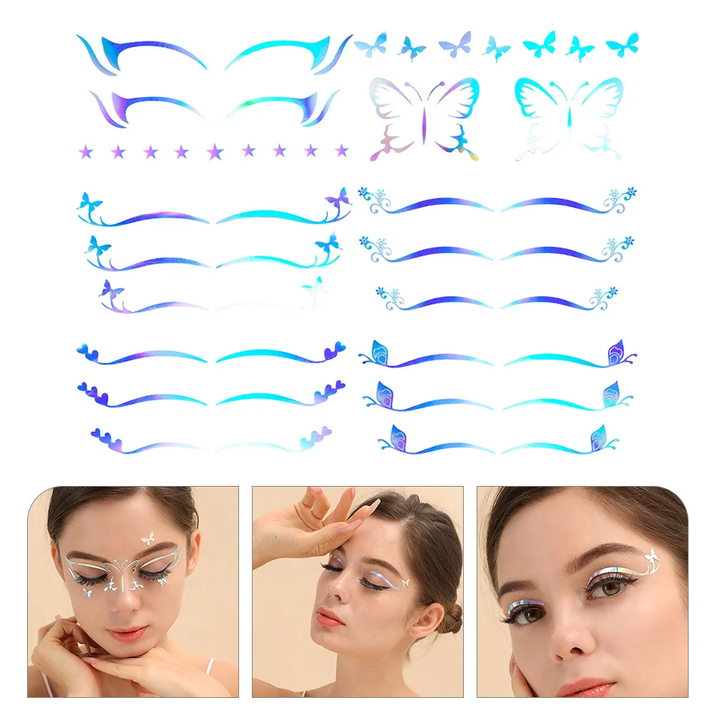 6 hojas de pegatinas para delineador de ojos, calcomanías adhesivas para sombra de ojos, pegatinas temporales para maquillaje de ojos para fiesta de carnaval, Cosplay