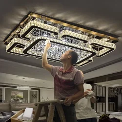 New crystal lamp living room lamp rectangular led ceiling lamp simple modern atmosphere suitable for living room bedroom