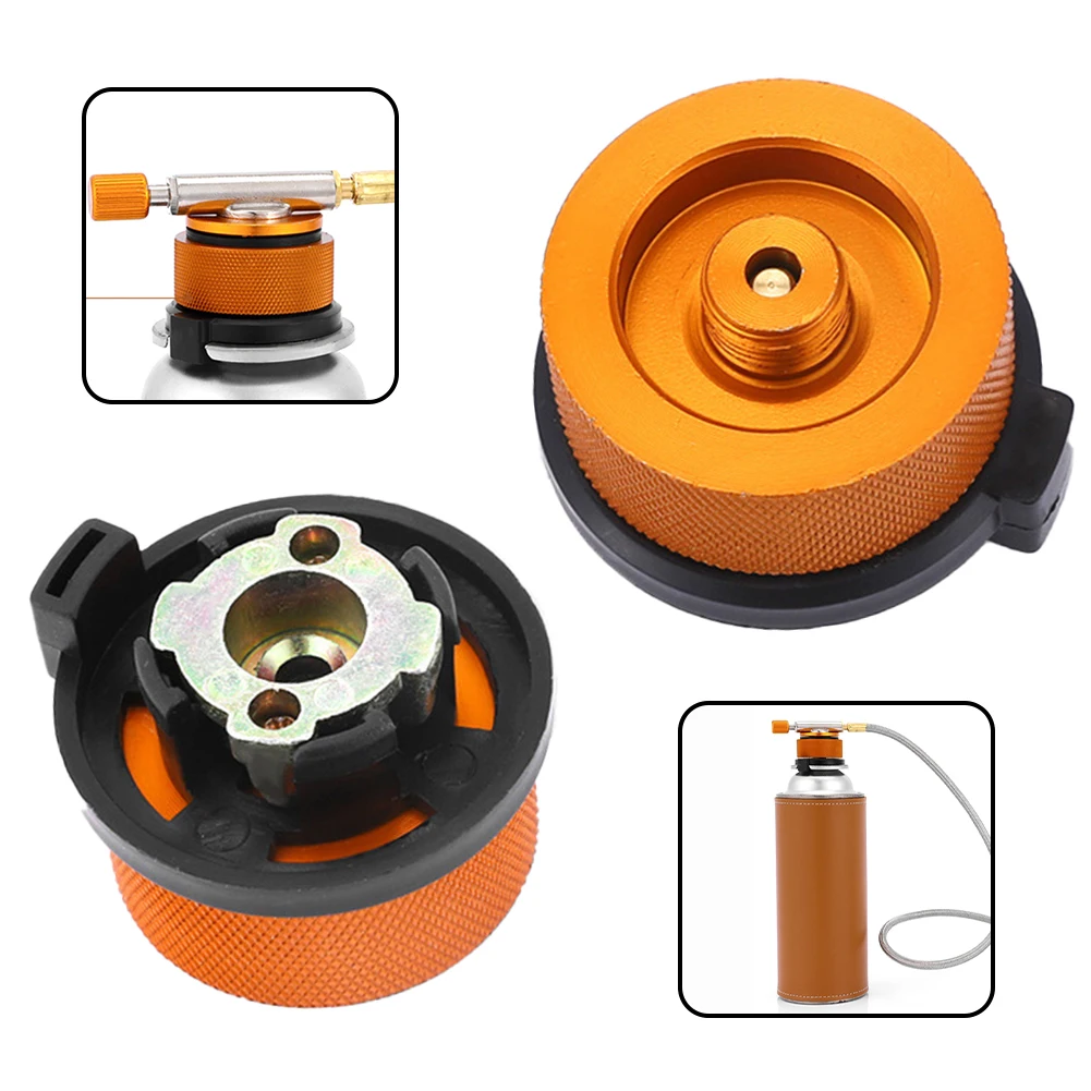 Gas Tank Adapter Outdoor 3.5*2.5*2.5cm 44g Aluminum Alloy + Plastic Orange With Self-locking For Long Gas Tanks