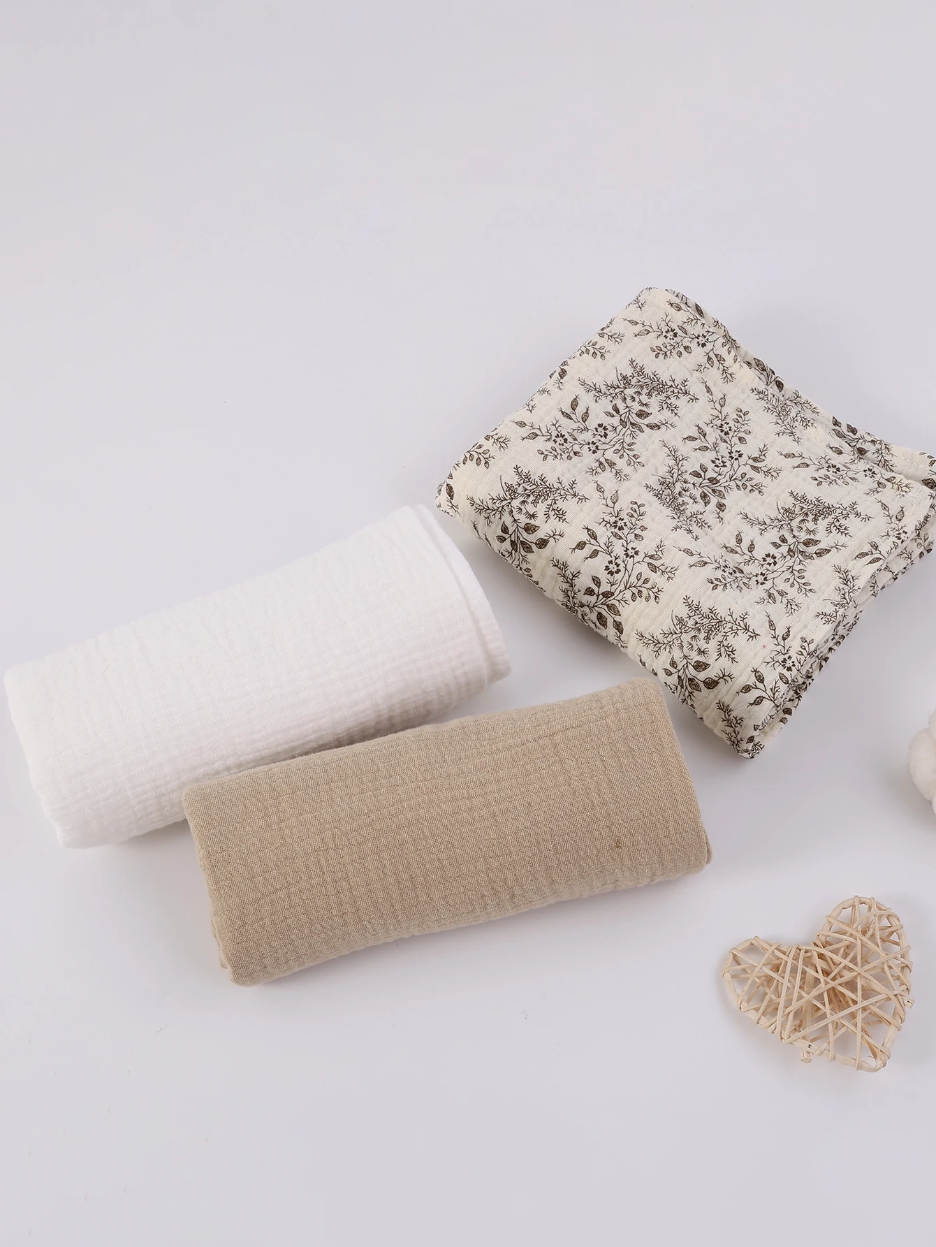 3 ชิ้น/เซ็ต Boho Solid Floral Soft Breathable ทารกแรกเกิดรับผ้าห่ม Muslin Swaddle ผ้าห่ม
