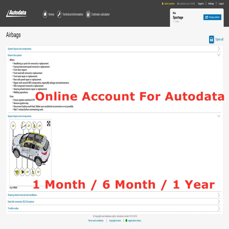 Online-Konto für Autodaten Autodaten Werkstatt Reparatur Software Diagramm 99% Auto Wartung vollständige Datenbank