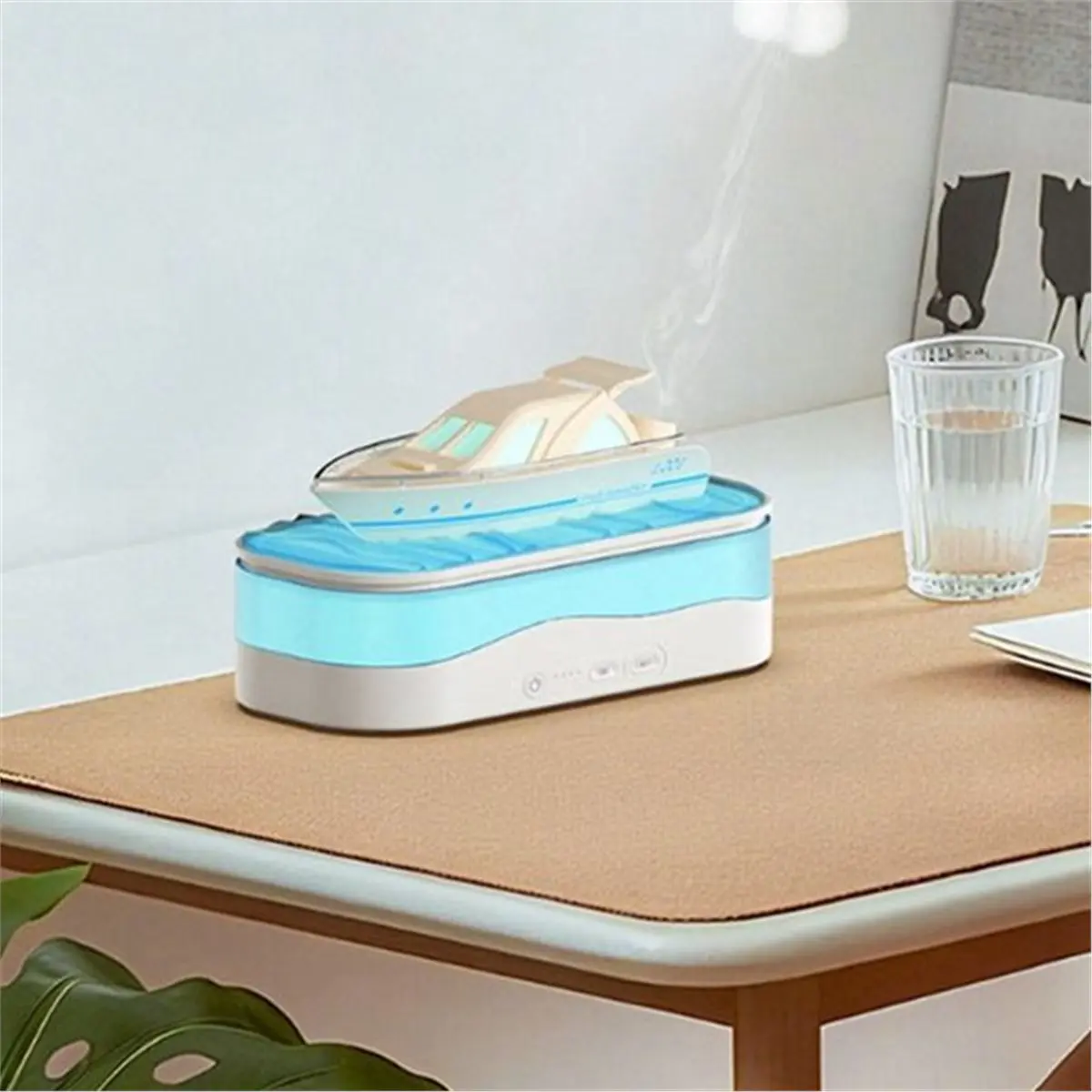 a64e-クラゲをイメージした超音波加湿器-150ml、7色led、音声起動、家庭およびオフィス用リモコン付き
