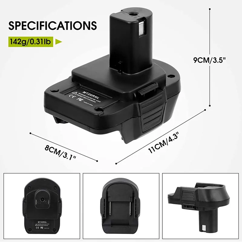 Imagem -04 - Bateria Adaptador para Converter Makita 18v Li-ion Bateria para Ryobi 18v um Mais Li-ion Bateria Substituição para Ryobi Ferramenta Uso Mt20rnl