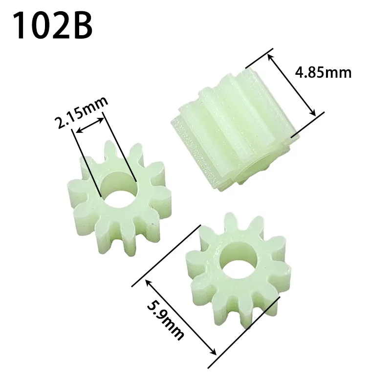 102B 0.5M GEARS 10 Teeth 2mm Shaft Loose Pom Plastic Gear Toy Model Motor Parts 10pcs/lot