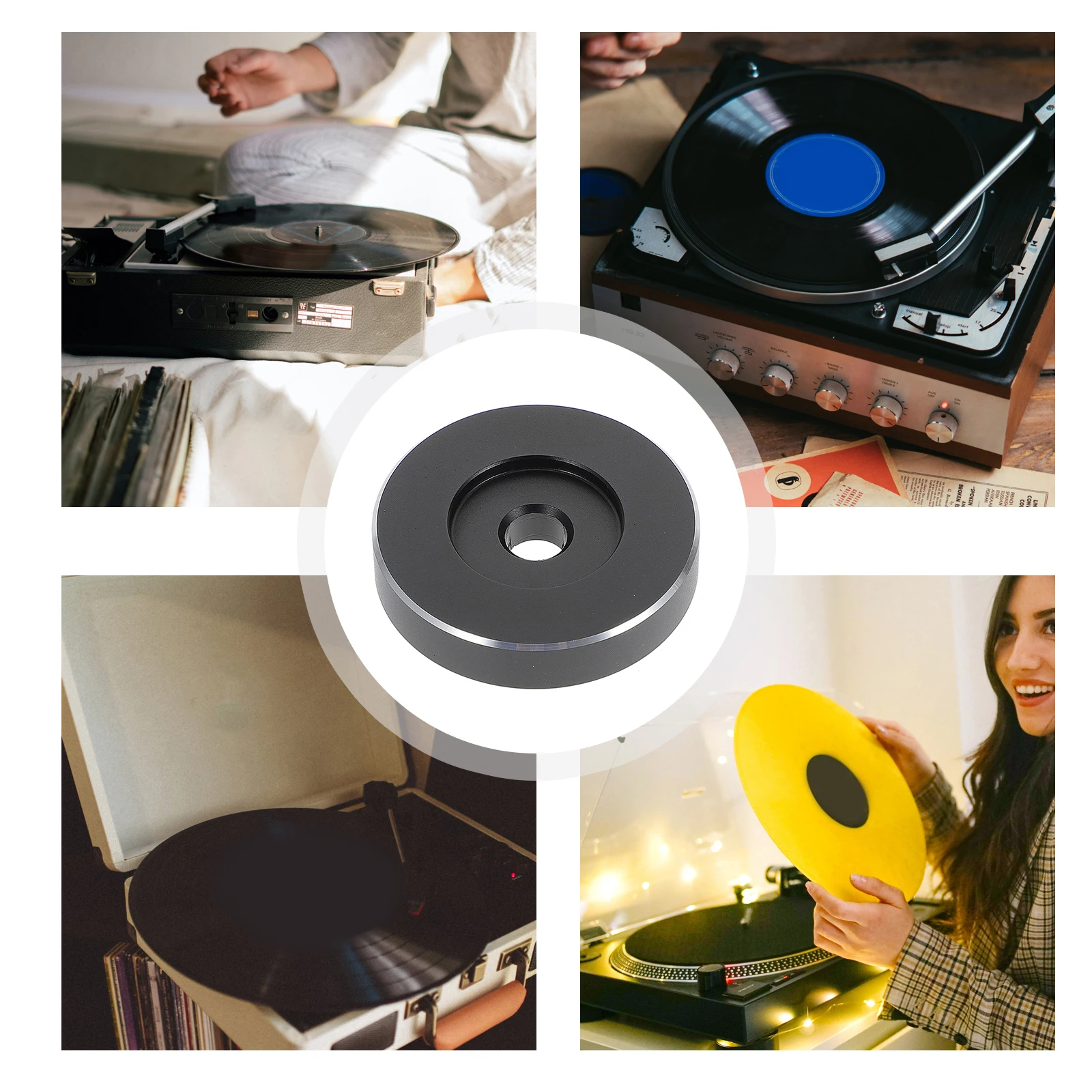 

Aluminum 7 Inch Single Adaptor for Vinyl Record Turntable 45 Smooth Playback Minimize Eccentricity Stable Rotation Turntable