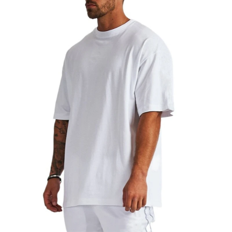 Plain 100% Cotton 220 Gsm Crew Neck Half Sleeve T-shirts for Men Casual Summer Oversized T-Shirt for Daily Wear Vacation Resorts image 2