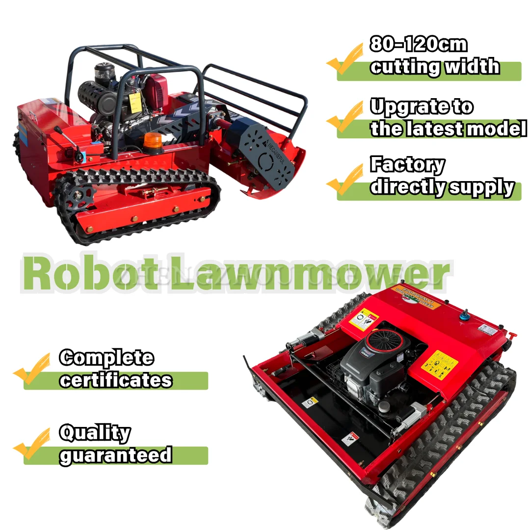 Remote Control Crawler Lawn Mower for Rubber Plantation Cutting Width CE EPA Approved Rubber Farm Slope Grass Cutter