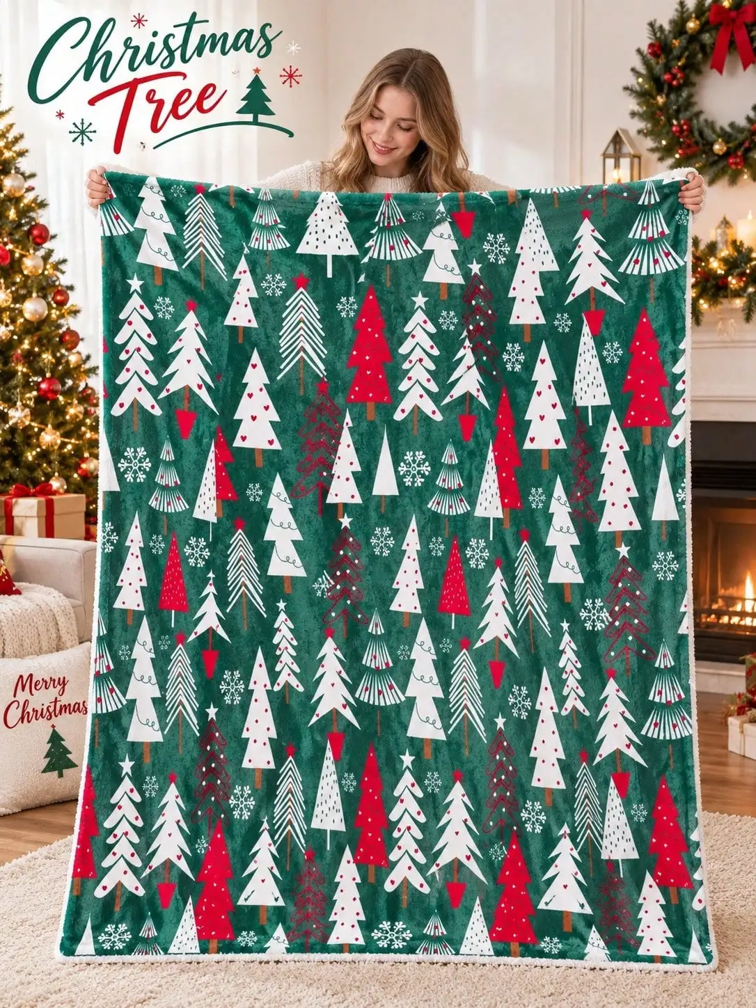 Christmas Flannel Blankets & Throws Trees Snowflakes Stars Home Decor Sofa Couch Bed Bedroom Living Room Office Travel Nap Reading Gift for Family Friends Holiday Fans Housewarming Birthday Anniversary Bedding Fireplace Entryway Celebration Lounge