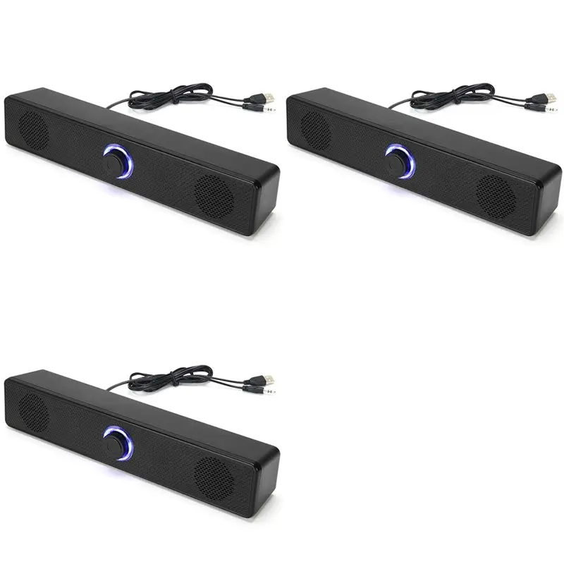 

3X звуковая панель для ПК, проводной динамик, звуковая панель с питанием от USB для ТВ, ПК, ноутбука, игрового домашнего кинотеатра, аудиосистемы