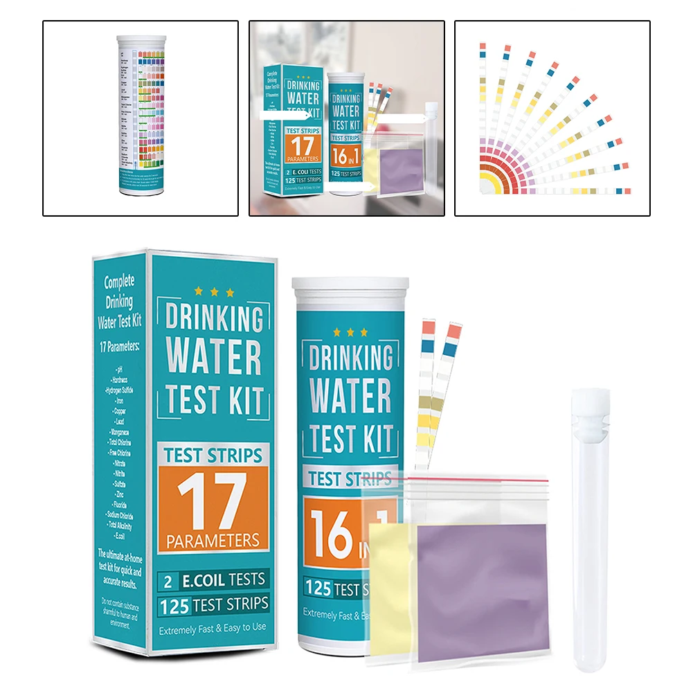17 In 1 Water Testing Kit For Drinking Tap Well Pool Hardness PH Copper Iron Zinc Quality Test Strips Home Aquarium Analysis Too