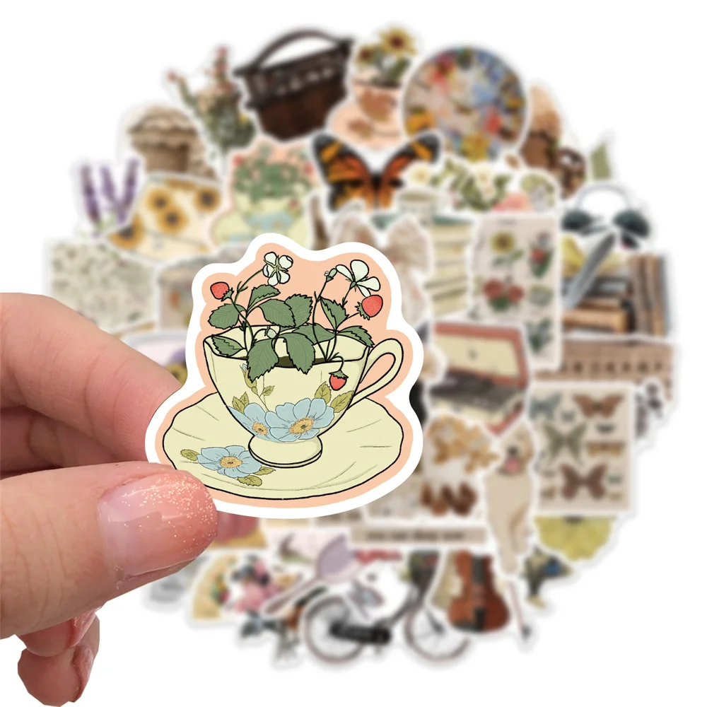 50pcs 90s Aesthetic Vintage Stickers For Journal Laptop Stationery Scrapbook Laptop Motivational Sticker Scrapbooking Supplies