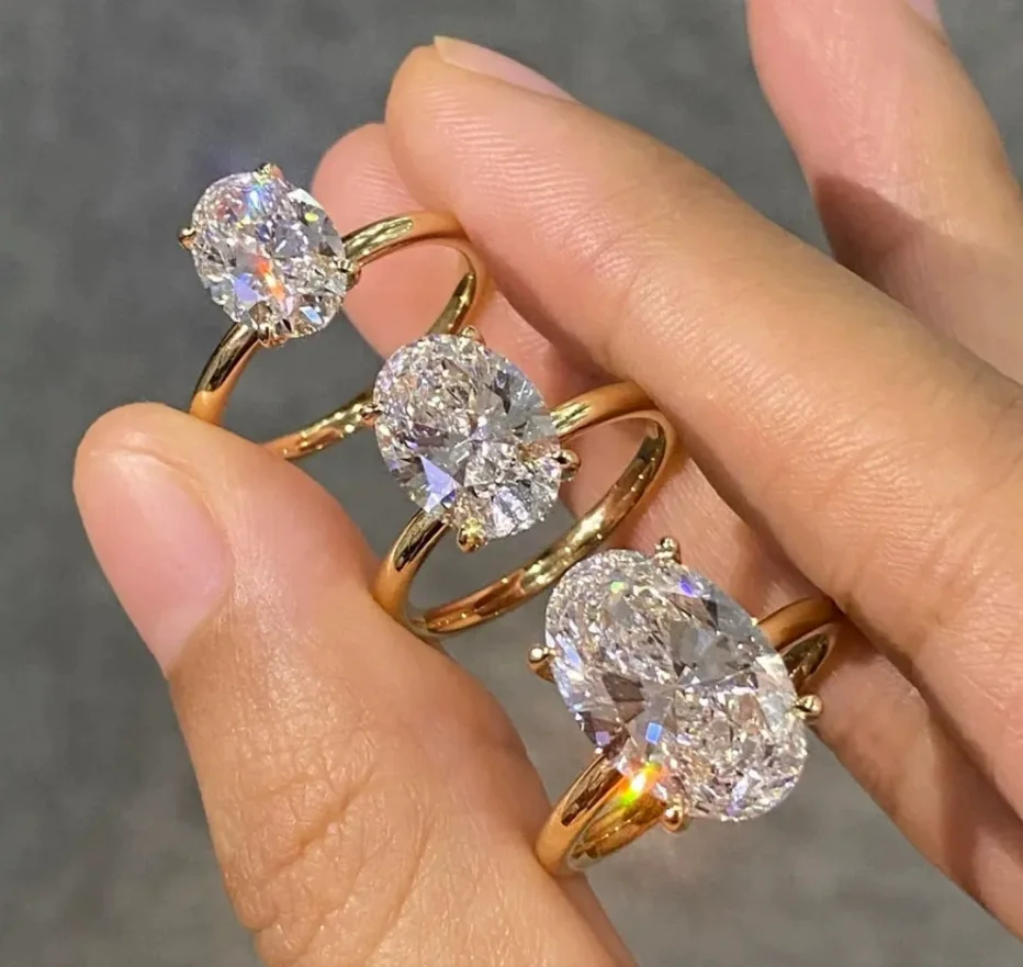 8-carat oval cut proposal ring 3A cubic zirconia light luxury minimalist women's wedding ring jewelry accessories daily