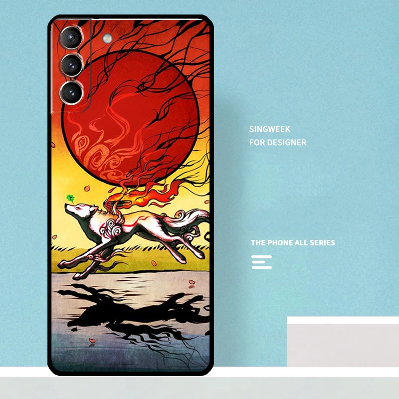 Okami Wolf Case For Samsung Galaxy S23 S24 Ultra S22 S21 Plus Note 10 Note 20 S9 S10 S20 S21 FE Cover