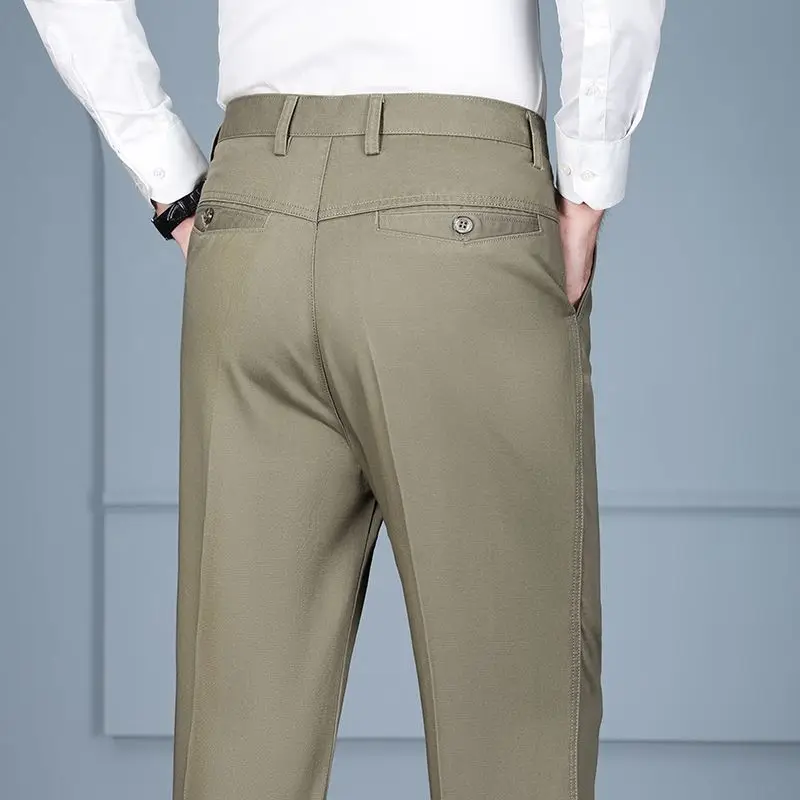 

Men Classic Versatile Suit Pants Spring Autumn Stretch Solid Color Casual Straight Trousers Male High Quality Windproof Pants