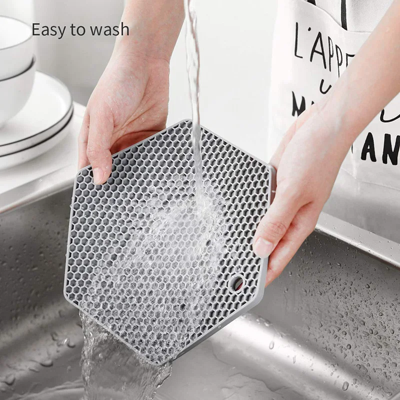 Silicone Pot Holders and Trivet mats Heat Resistant to 440°F to protect your table and countertop Non-Slip Kitchen Hot Pads