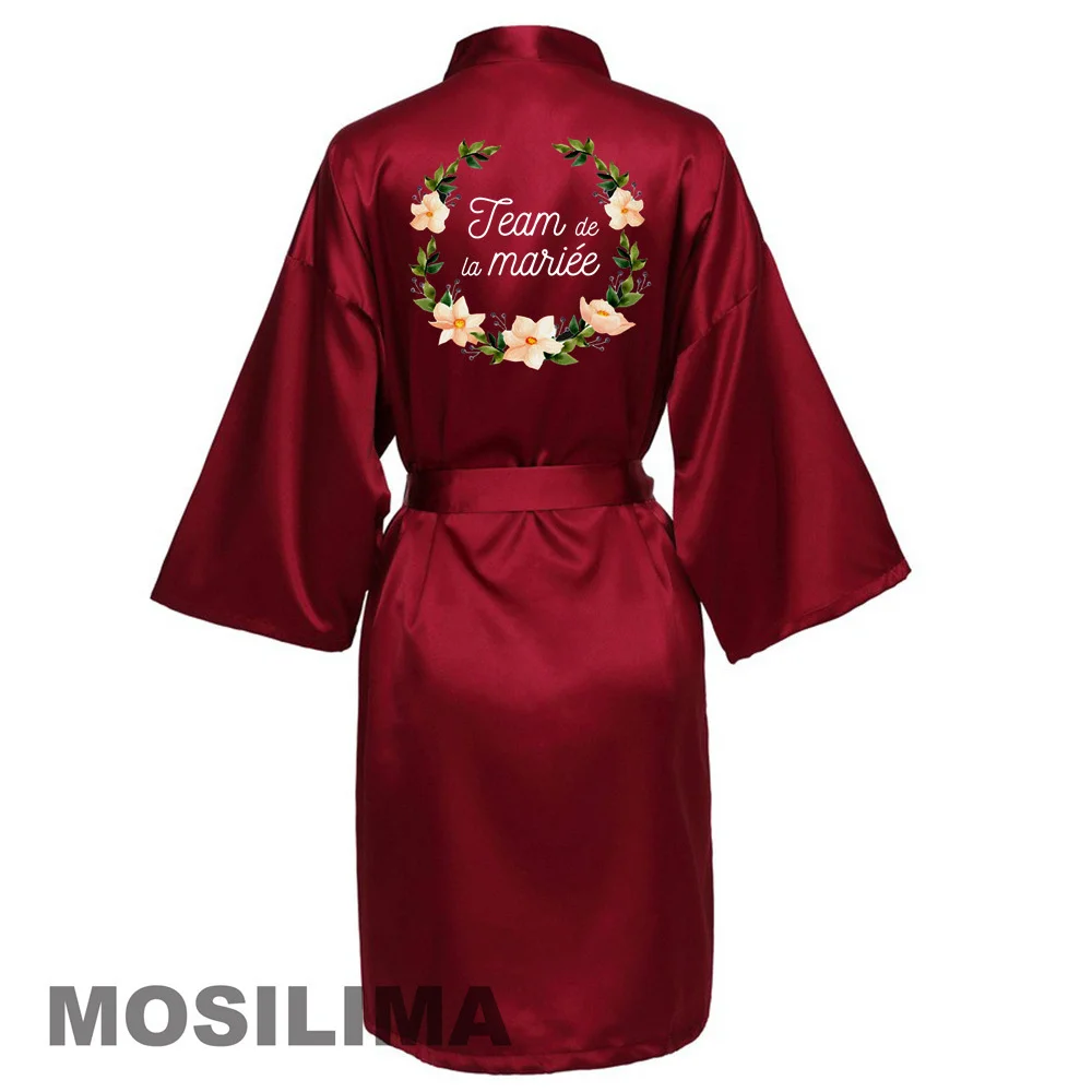 Bride Bridesmaid Wedding Robe Kimono Bathrobe Gown Nightgown Casual Satin Short Women Sexy Nightwear Sleepwear SP230