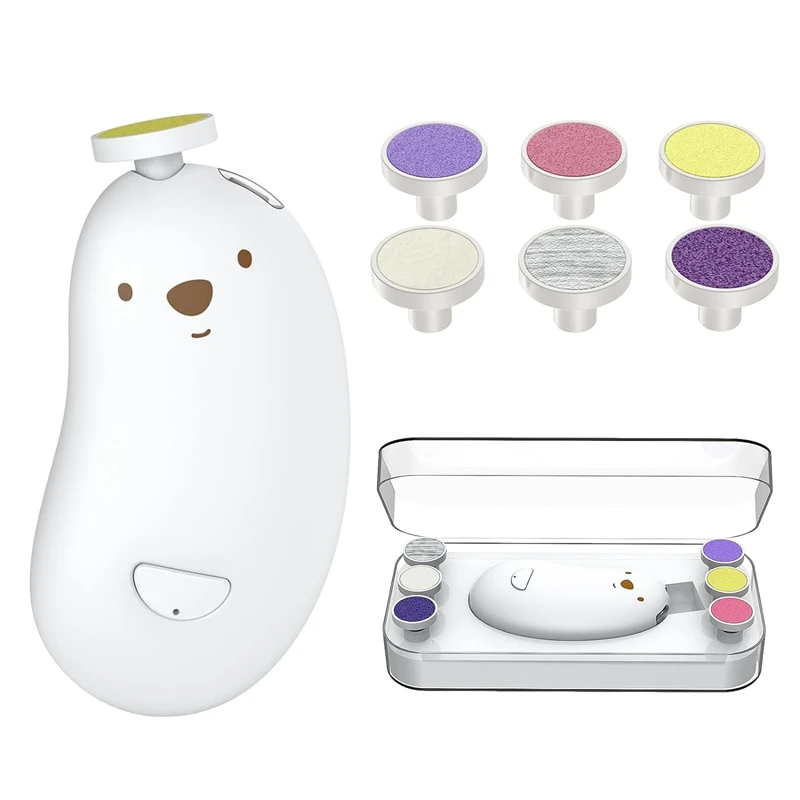 Coupe-ongles électrique aste pour bébé avec 6 têtes de meulage et lumière LED, lime à ongles sûre et facile à utiliser