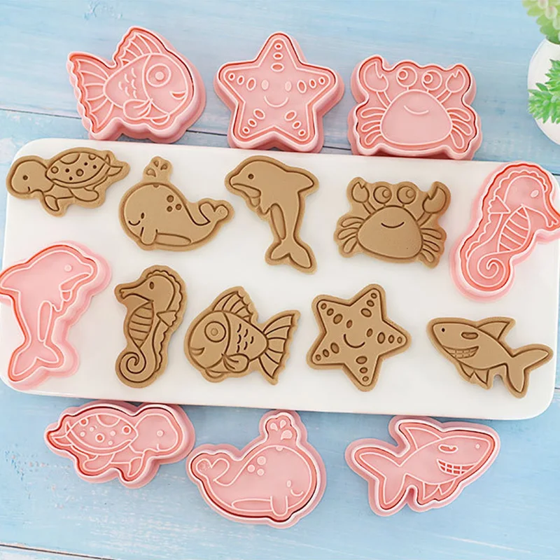 8pcs/set Ocean Animal Cookie Cutter Whale Dolphin Biscuit Mould Octopus Crab Turtle Fondant Tools Sugar Baking Pastry Mold