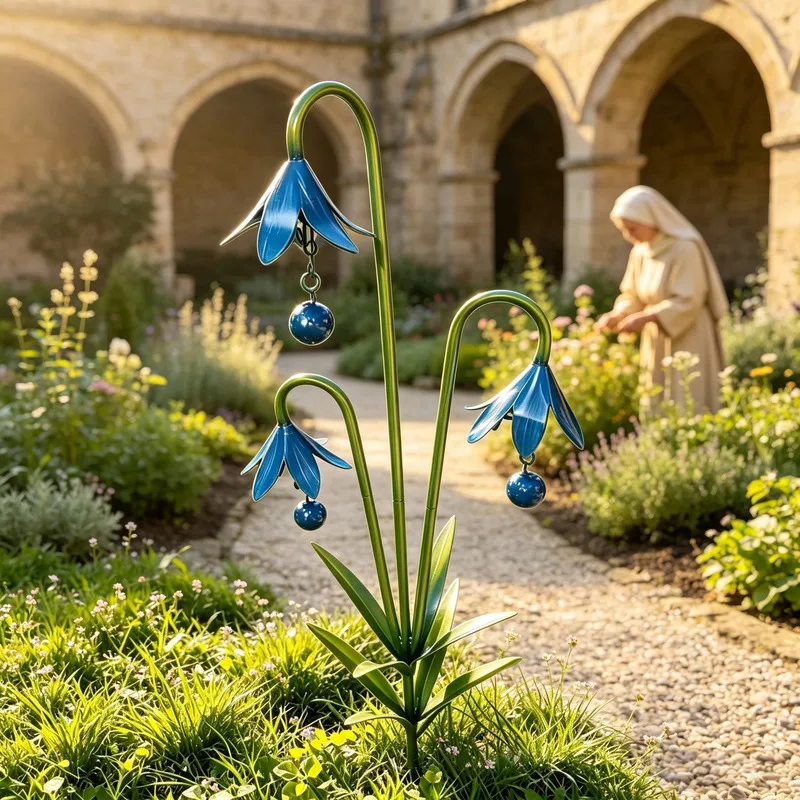 Best-selling product on independent e-commerce sitesGarden wind chimesMetallic Triple Blue Handmade Bluebell Flower Garden Style