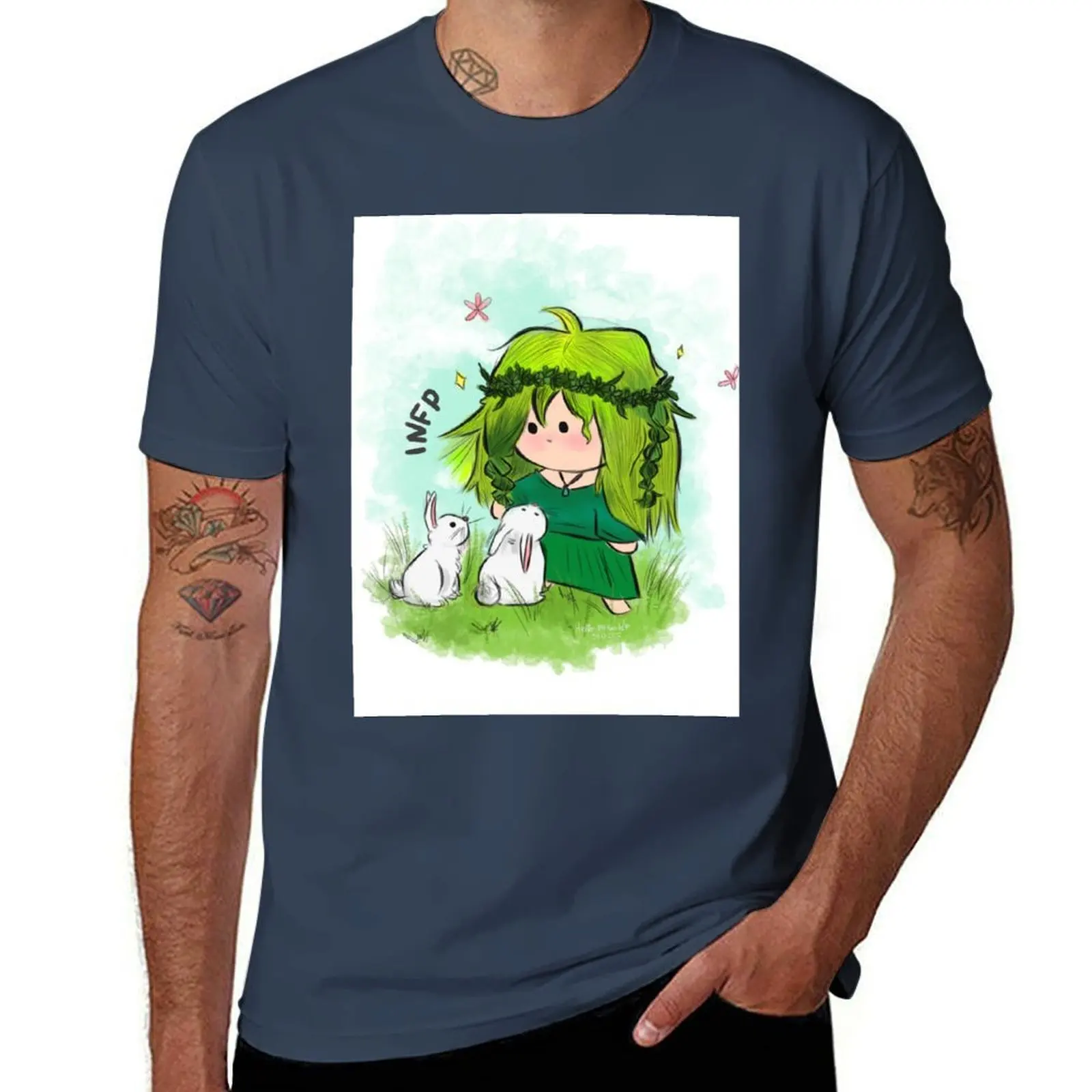 تشيبي MBTI: INFP تي شيرت رجل تي شيرت للرجال عادية القطن تي شيرت رجل 100% تي شيرت