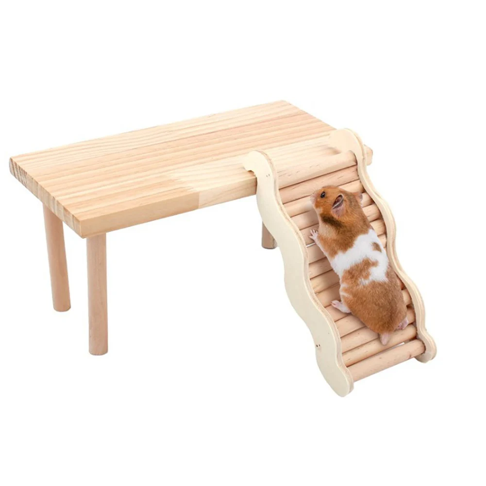 Hamsters Wooden Stand With Pillars Standing Platform Hamster Platform Bite-resistant Toy Ladder Stable Pet Accessories