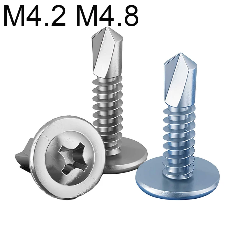 Phillips Self-Tapping Drilling Screws M4.2 M4.8 Stainless Steel Cross Round Flat Head With Pad Drill Tail Dovetail Screw