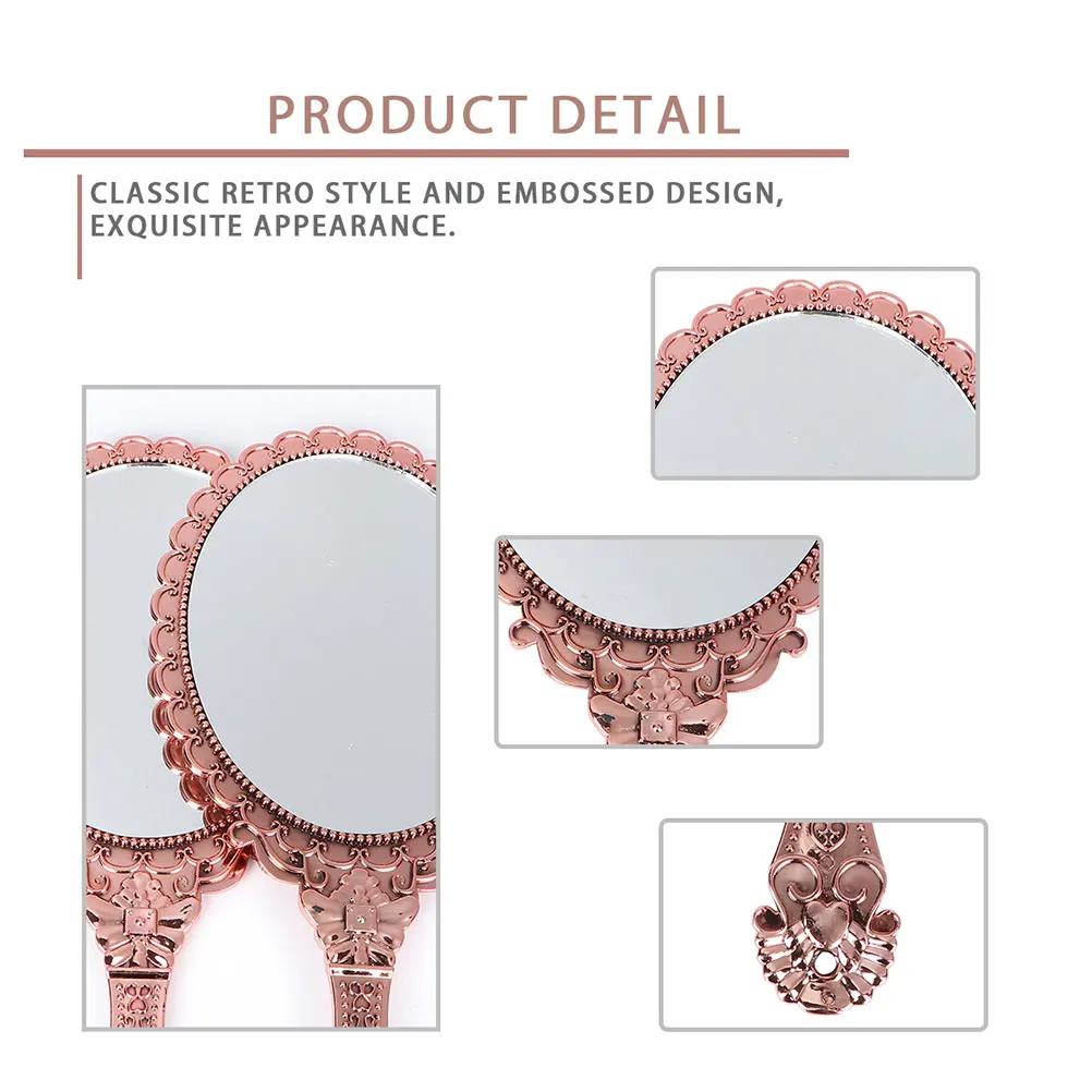 

2 Pcs Mirror Plastic Makeup Handheld Beauty Retro Accessory Vintage Travel Vanity Mirrors