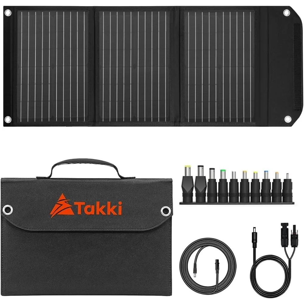 

30W Foldable Solar Panel with USB and Type-C Ports for Charging Phones, Laptops, and Portable Power Stations