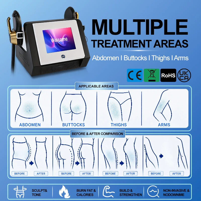 EMS 6500W HIEMT Sculpt 4Handles Non-invasive Fat Loss Muscle Build Butt Lift Skin Tighten Contour Machine 200HZ Peach Butt