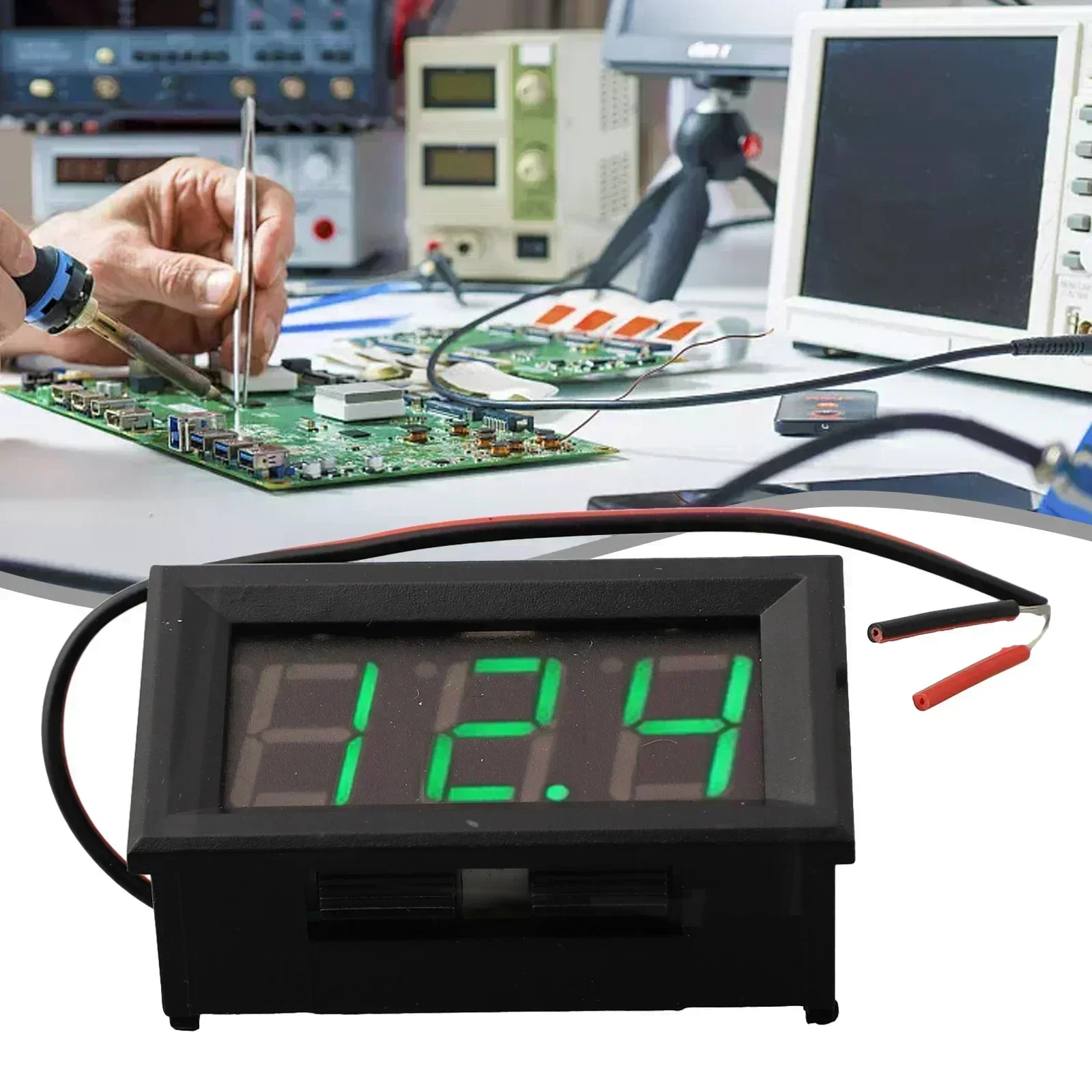 Power saving LED Digital DC Voltage Table Red Blue Green DC4 530V Voltmeter with No External Power Supply Needed