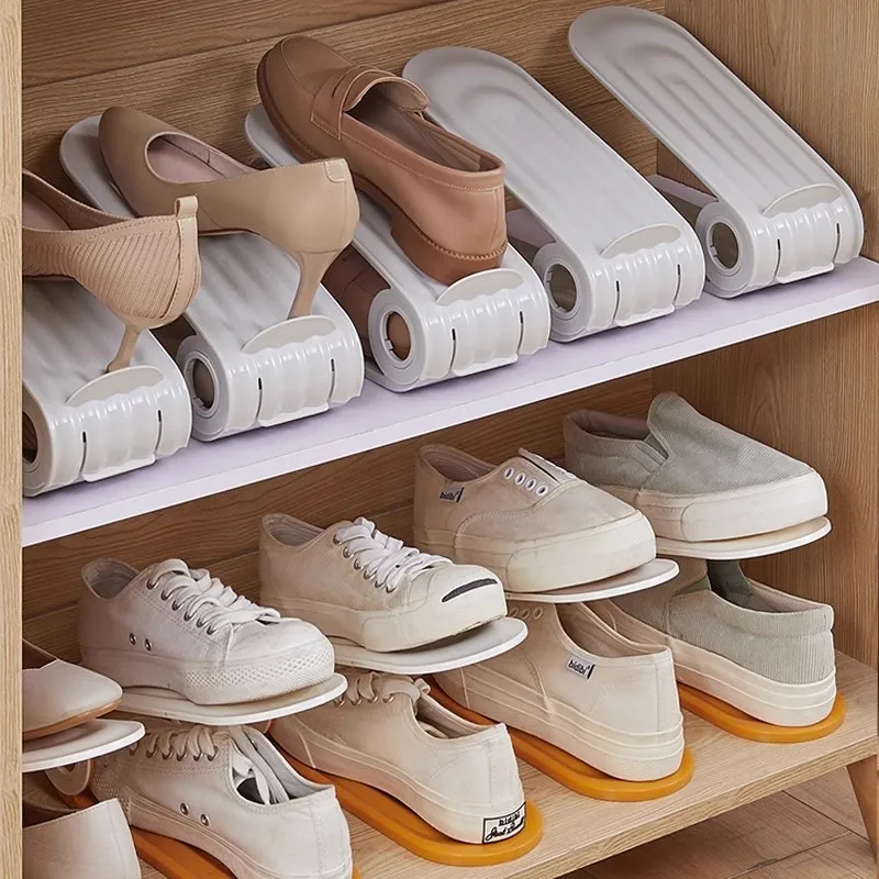 Mehrschichtiges Verstellbares Schuhregal, Faltbares Doppelschichtiges Schuhregal, Platzsparendes Schuhaufbewahrungssystem, Schuhschrank-Aufbewahrungsregal