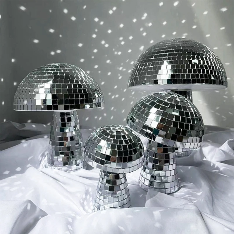 9In Mushroom Shape Disco Mirror Ball Bedroom Decoration Aesthetic Retro Reflective  Mushroom Party Home Decor Durable