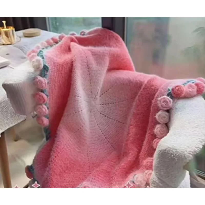 Rose Bouquet Blanket Material Pack Wool Hand Knitted
