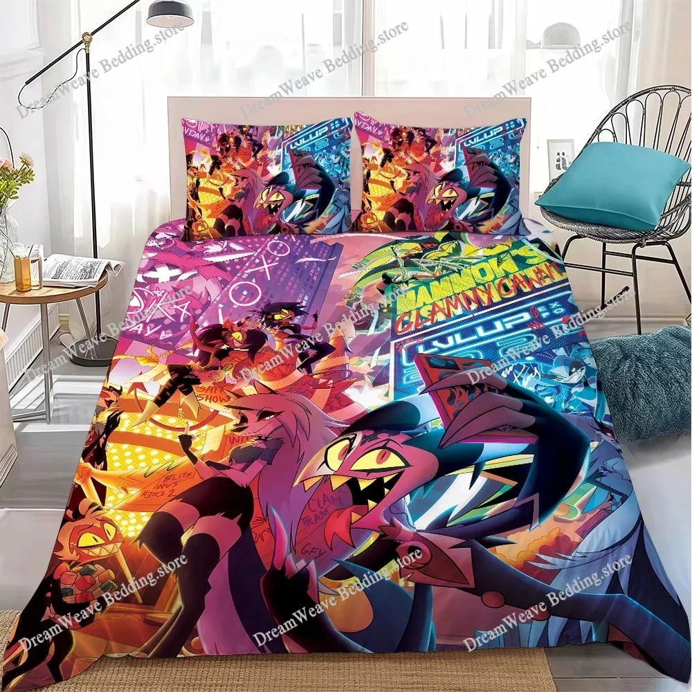 Cartoon H-Helluva Boss Cool Duvet Cover Set Home Style Bedding Soft Laundry Cotton Bed Student Dormitory Gift