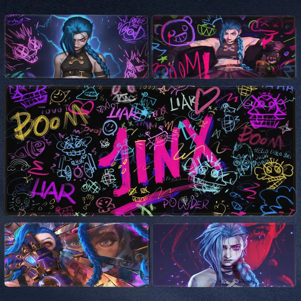 

Mouse Pad Laptop Colorful Graffiti Keyboard Pad Computer League of Legends Arcane Desk Mat PC Anime Girl Mousepad Jinx Table Mat
