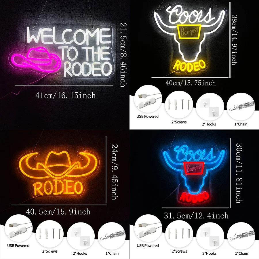 Beer Neon Sign Bar Sign,Western Decor Cowboy Neon Sign for Man Cave Wall Decor LED USB Powered for Christmas Birthday Party Gift