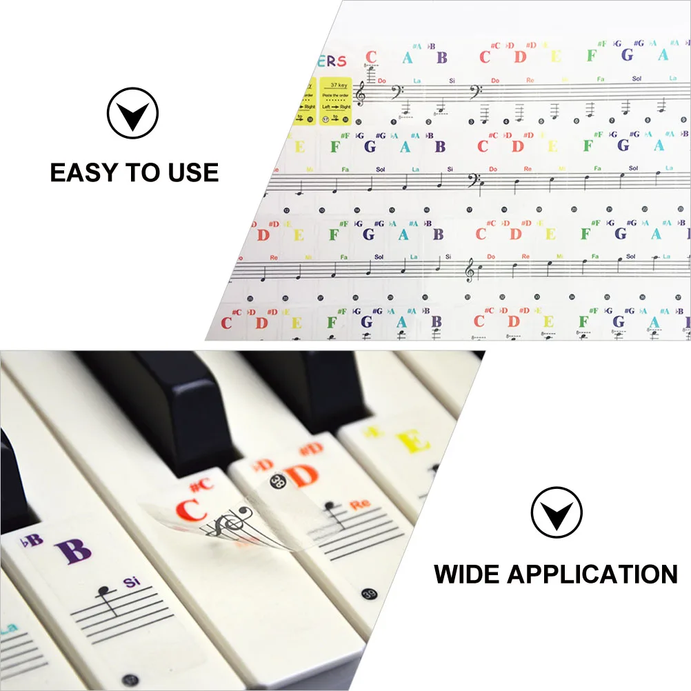 

Piano Key Labels Keyboard Stickers Tag Removable Fluorescence White Pvc Supplies